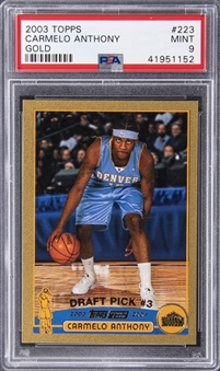 2003-04 Topps Gold #223 Carmelo Anthony Rookie Card (#65/99) - PSA MINT 9